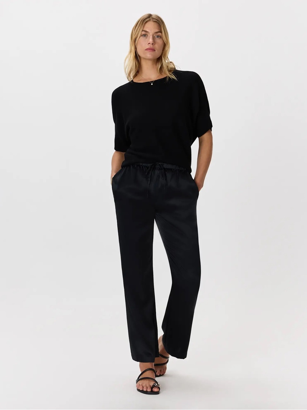 Quince SZ SM Lightweight Cotton Cashmere Link-Stitch Dolman Sweater - Picture 3 of 6